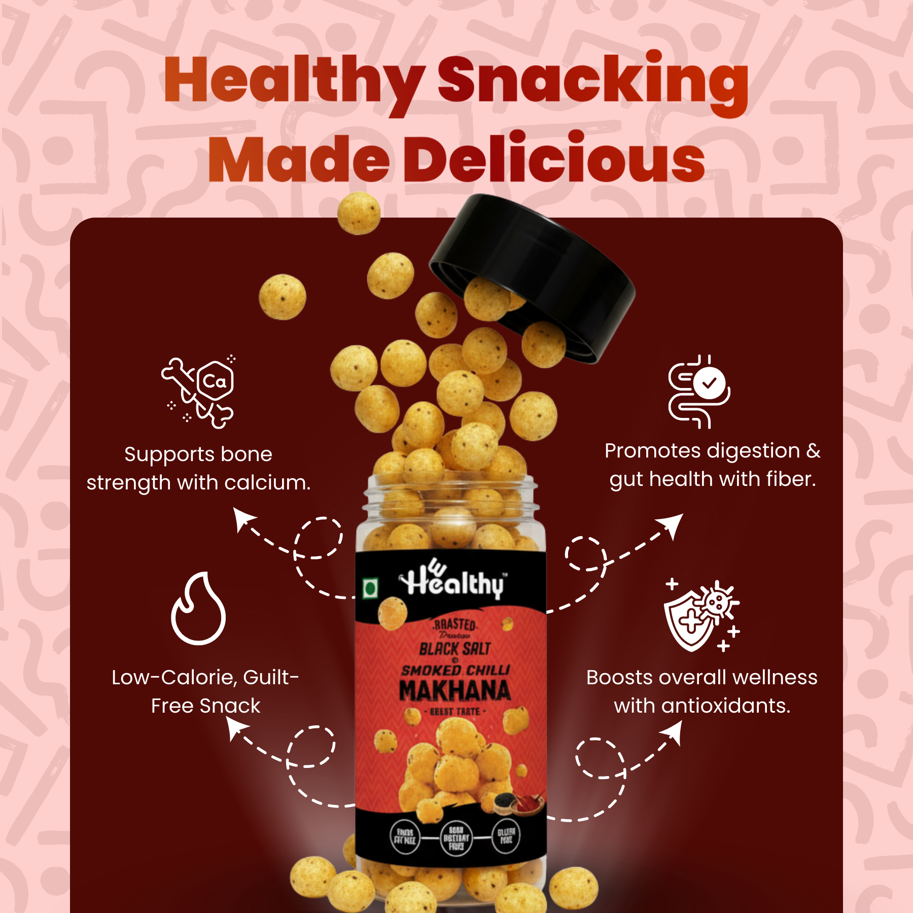 Hwealthy Black Salt & Smoked Chilli Makhana -35g - Image 2