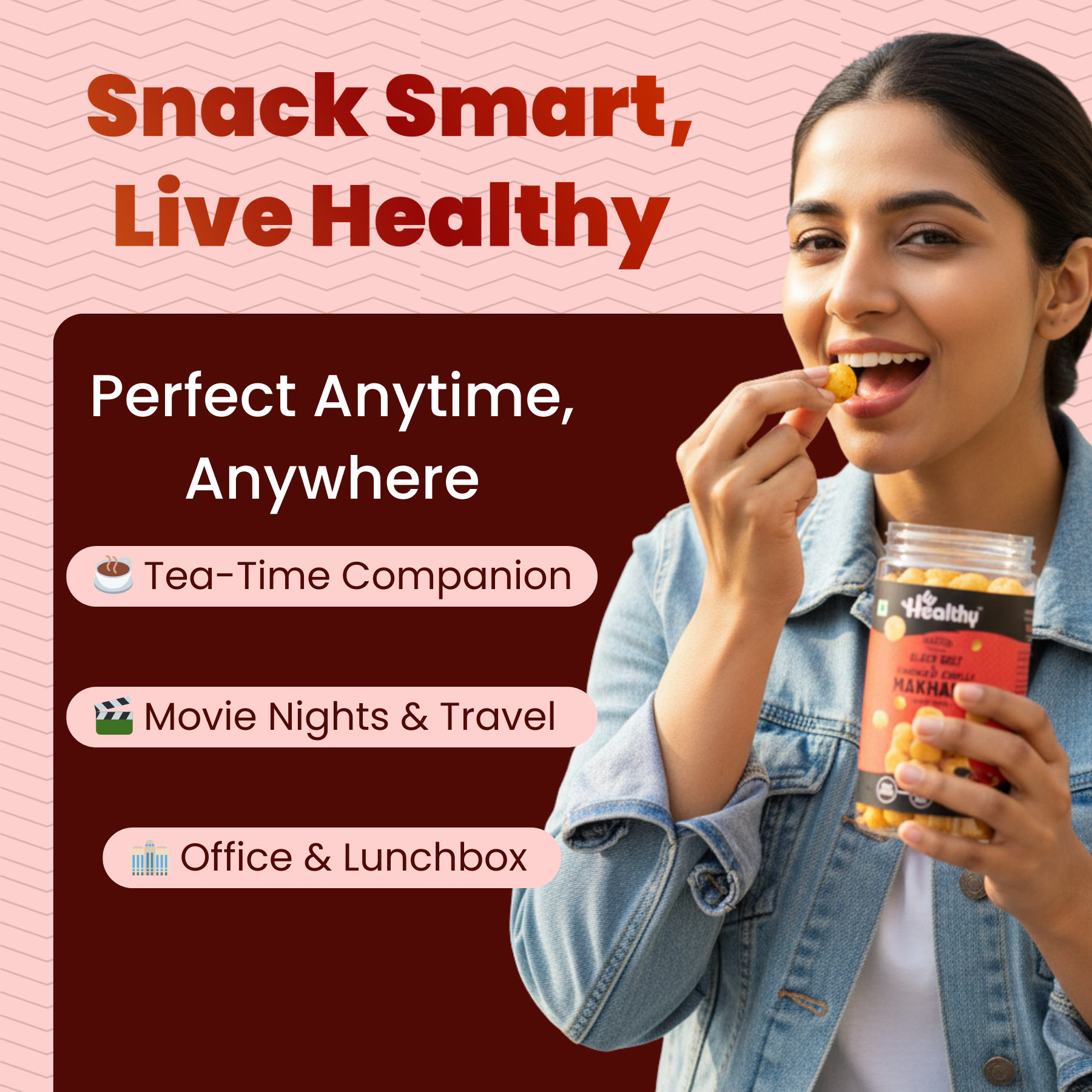 Hwealthy Black Salt & Smoked Chilli Makhana -35g - Image 3